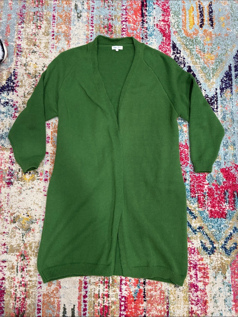 Open-Front Green Women's Cardigan Sweater - Green longer length